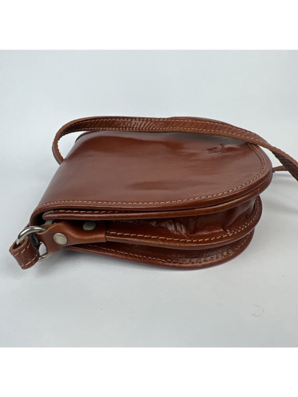 Del Borgo Brown Leather Handbag Snap Close - Picture 2 of 8